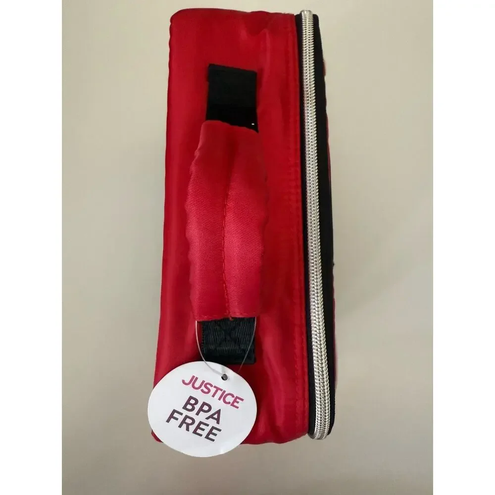 Justice Black Red Letter S Insulated Handle Lunch Bag Lunch Tote Lunch Box